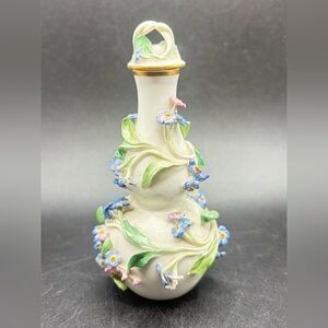 Antique Meissen Hand Painted Floral Porcelain Scent Bottle, Collectible